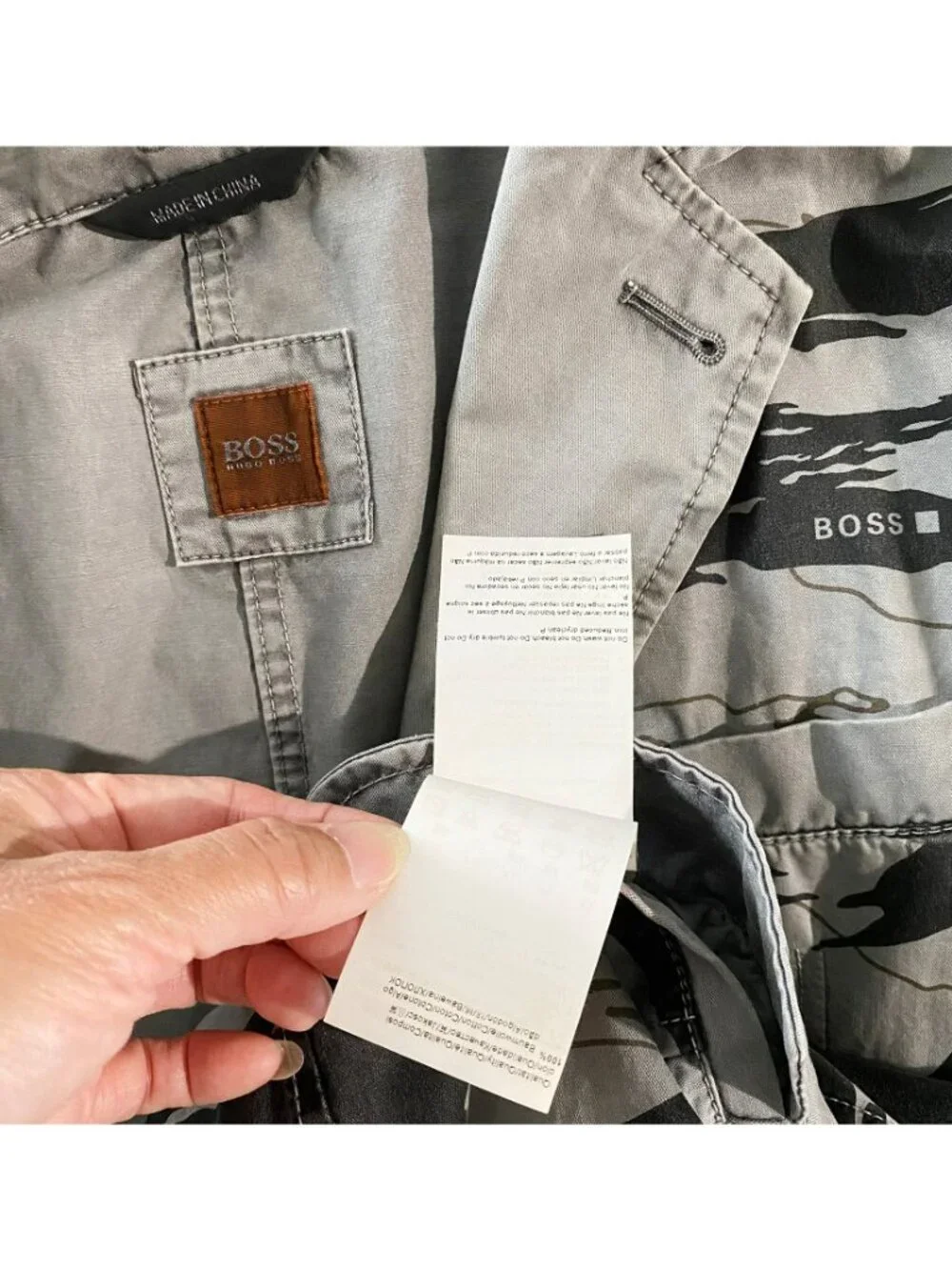 Rare BOSS Orange Hugo Boss Jacket Mens 44R Gray Tiger Stripe Camo Casual Blazer